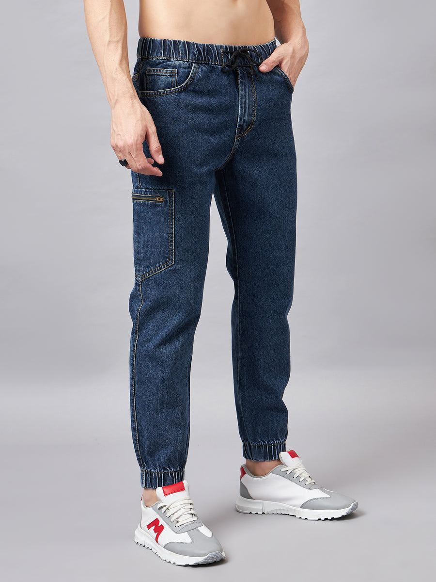 Girls Dark Blue Denim Joggers