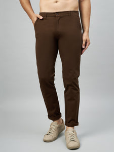 Men's Brown Pure Cotton Trousers