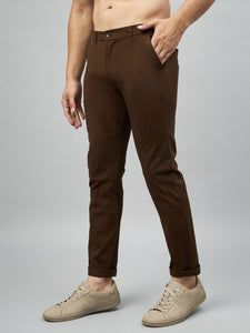 Men's Brown Pure Cotton Trousers