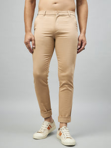 Men's Light Brown Pure Cotton Trousers