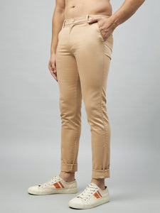 Men's Light Brown Pure Cotton Trousers