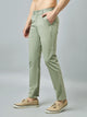 Men's Light Green Pure Cotton Trousers