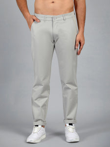 Men's Light Grey Pure Cotton Trousers