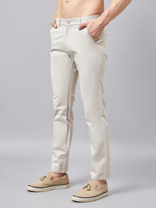 Men's Light Beige Pure Cotton Trousers