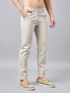 Men's Light Beige Pure Cotton Trousers