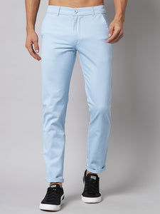 Men's Light Blue Pure Cotton Trousers