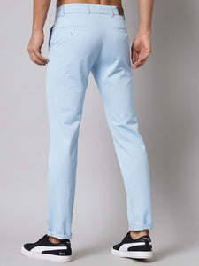 Men's Light Blue Pure Cotton Trousers