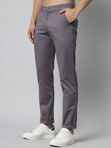 Men's Grey Pure Cotton Trousers
