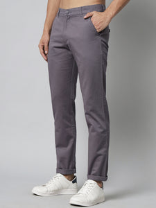 Men's Grey Pure Cotton Trousers