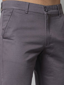 Men's Grey Pure Cotton Trousers