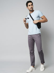 Men's Grey Pure Cotton Trousers