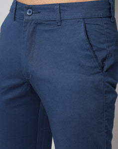 Men's Blue Pure Cotton Trousers