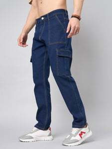 Men's Blue Baggy Denim Cargo