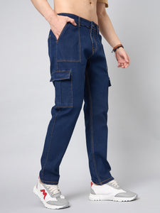 Men's Blue Baggy Denim Cargo