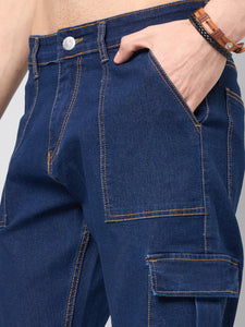 Men's Blue Baggy Denim Cargo