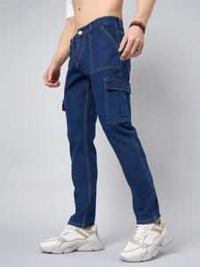 Men's Blue Baggy Denim Cargo