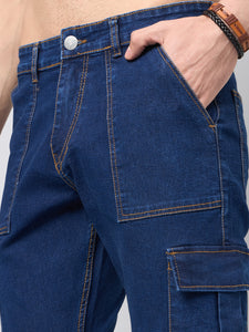 Men's Blue Baggy Denim Cargo
