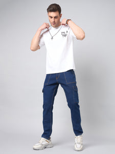 Men's Blue Baggy Denim Cargo