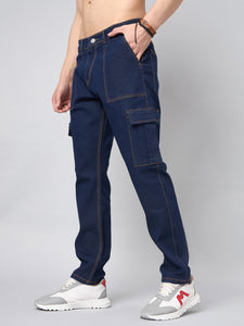Men's Blue Baggy Denim Cargo