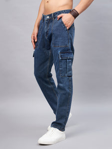 Men's Blue Baggy Denim Cargo