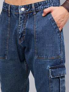 Men's Blue Baggy Denim Cargo