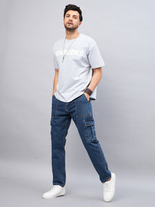 Men's Blue Baggy Denim Cargo