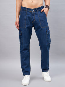 Men's Blue Baggy Denim Cargo