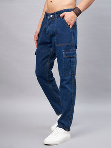 Men's Blue Baggy Denim Cargo