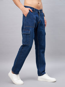 Men's Blue Baggy Denim Cargo