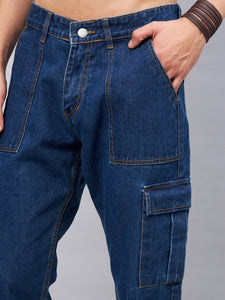 Men's Blue Baggy Denim Cargo