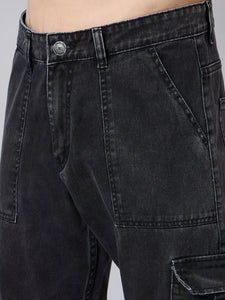 Men's Black Baggy Denim Cargo