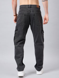 Men's Dark Grey Baggy Denim Cargo