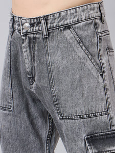 Men's Light Grey Baggy Denim Cargo