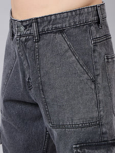 Men's Grey Baggy Denim Cargo