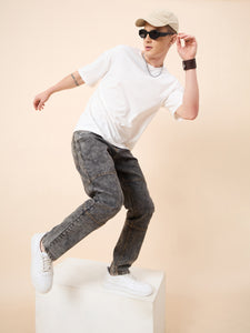 Men's Grey Baggy Fit Jeans