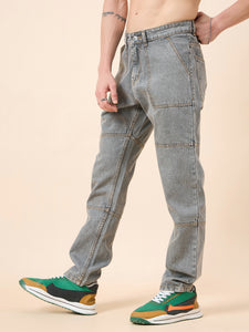 Men's Light Grey Baggy Fit Jeans