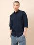 Men's Cotton Dark Blue Casual Shirt