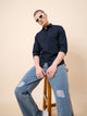 Men's Cotton Dark Blue Casual Shirt