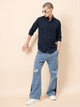 Men's Cotton Dark Blue Casual Shirt