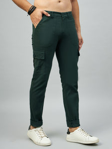 Men's Dark Green Cotton Cargo Trousers