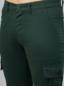 Men's Dark Green Cotton Cargo Trousers