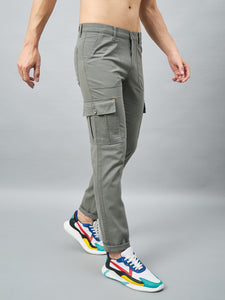 Men's Grey Cotton Cargo Trousers