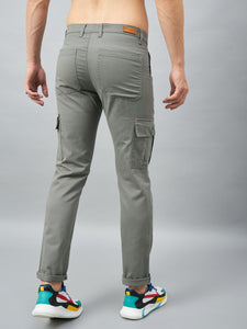 Men's Grey Cotton Cargo Trousers