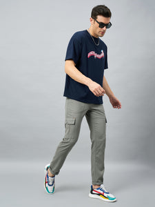 Men's Grey Cotton Cargo Trousers