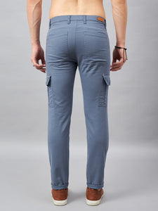 Men's Blue Cotton Cargo Trousers