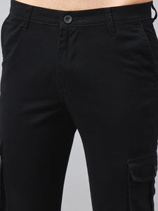Men's Black Cotton Cargo Trousers