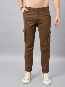 Men's Brown Cotton Cargo Trousers