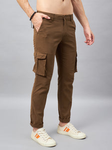 Men's Brown Cotton Cargo Trousers