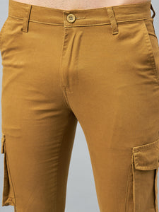 Men's Light Brown Cotton Cargo Trousers