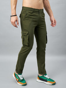 Men's Green Cotton Cargo Trousers